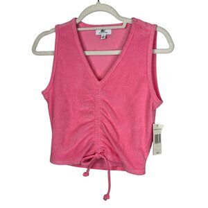 Juicy Couture Pink Terry Ruched Tank Crop Top Womens Small Y2K Sleeveless